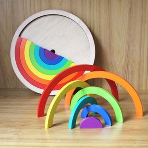 Creatieve Rainbow geassembleerde bouwstenen kinderen educatief speelgoed