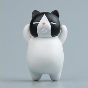 Cartoon kat koelkastmagneet hars ornament ornament zonder magnetische sticker (zwart-witte kat)