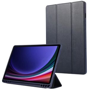 Voor Samsung Galaxy Tab S9 3-voudige pure kleur TPU lederen tablethoes met pensleuf