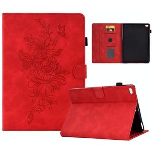 Peony Butterfly relif lederen slimme tablethoes voor iPad Air / Air 2 / 9.7 2017 / 9.7 2018