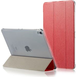 Zijde textuur horizontale Flip magnetische PU lederen case voor iPad Pro 12 9 inch (2018)  met drie-opvouwbare houder & slaap/Wake-up functie (rood)