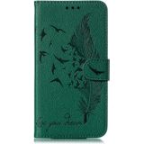 Feather patroon Litchi textuur horizontale Flip lederen draagtas met portemonnee & houder & kaartsleuven voor Galaxy J6 PLUS (groen)