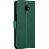 Feather patroon Litchi textuur horizontale Flip lederen draagtas met portemonnee & houder & kaartsleuven voor Galaxy J6 PLUS (groen)