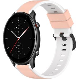 Voor Amazfit GTR 2e 22 mm tweekleurige siliconen horlogeband (roze + wit)