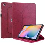 Voor Samsung Galaxy Tab S6 Lite P610 Tree Life Relif Rotatie Lederen Smart Tablet Case(Rood)