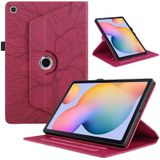 Voor Samsung Galaxy Tab S6 Lite P610 Tree Life Relif Rotatie Lederen Smart Tablet Case(Rood)