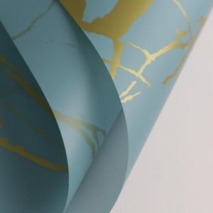 2 zakken marbling waterdicht mat papier bloem inpakpapier (Blauw)