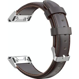 Voor Garmin Fenix 6 Oliewax Kalfsleer Quick Release Strap(Koffie)