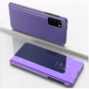 Voor Samsung Galaxy A32 5G vergulde spiegel horizontale flip lederen hoesje met houder (paars blauw)