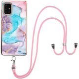 Voor Samsung Galaxy A71 5G Electroplating Pattern IMD TPU Shockproof Case met Neck Lanyard (Milky Way Blue Marble)