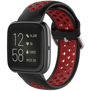 Voor Fitbit Versa 2 / Versa / Versa Lite 23mm Clasp Two Color Sport Polsband Watchband (Zwart + Rood)