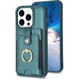 Voor iPhone 15 Pro BF27 Metalen Ring Kaart Tas Houder Telefoon Case(Groen)