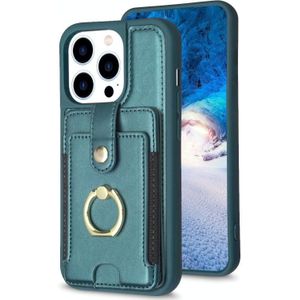 Voor iPhone 15 Pro BF27 Metalen Ring Kaart Tas Houder Telefoon Case(Groen)