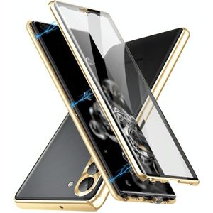 Voor Samsung Galaxy S23+ 5G HD Full Cover Magnetisch Metaal Gehard Glas Telefoonhoes (Goud)