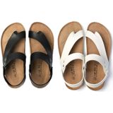 Mannen Zomer Cork Slippers Strand Paar Leren Sandalen  Grootte: 42 (Zwart)