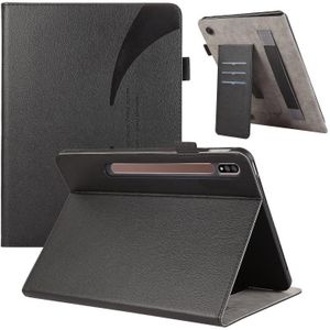 Voor Samsung Galaxy Tab S7 Lite / S7+ Litchi Textuur Lederen Sucker Tablet Case (Zwart)