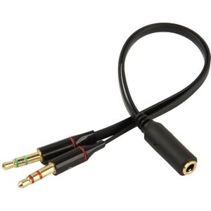 3.5mm female to 3.5mm Male Microphone Jack + 3.5mm Male Earphone Jack Adapter Cable(Black)