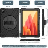 Voor Samsung Galaxy Tab A7 10.4 2020 T500 / T505 Schokbestendige kleurrijke siliconen + pc-beschermhoes met houder  schouderriem  handriem en screenprotector (zwart)