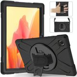 Voor Samsung Galaxy Tab A7 10.4 2020 T500 / T505 Schokbestendige kleurrijke siliconen + pc-beschermhoes met houder  schouderriem  handriem en screenprotector (zwart)