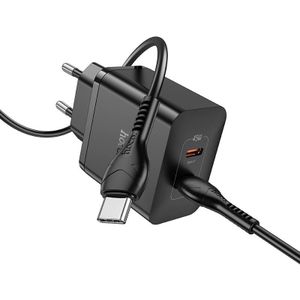 Hoco N35 Streamer PD45W USB-C / Type-C dubbele poort opladerset met Type-C naar Type-C kabel  EU-stekker