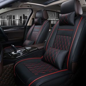 Auto lederen volledige dekking Stoelkussen cover  luxe versie (zwart rood)