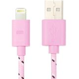 Geweven Nylon stijl USB 8 Pin Data Transfer / laad Kabel voor iPhone 6 / 6S & 6 Plus / 6S Plus, iPhone 5 & 5S & 5C, Lengte: 1 meter (roze)