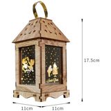 Houten kerstdecoratie Wind Lantern LED Lichtgevende ornamenten Draagbare Lantaarn Vakantie Lichten  Grootte: S (D Ronde)