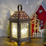 Houten kerstdecoratie Wind Lantern LED Lichtgevende ornamenten Draagbare Lantaarn Vakantie Lichten  Grootte: S (D Ronde)