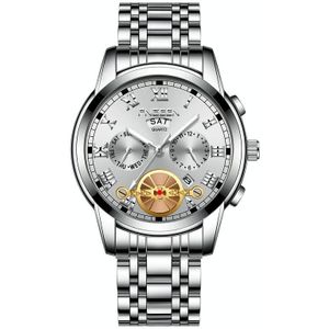 FNGEEN 4001 Heren niet-mechanisch horloge multi-functie Quartz Horloge  kleur: wit stalen wit oppervlak