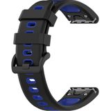 Voor Garmin Fenix 6 Siliconen Two-color Strap(Zwart Blauw)