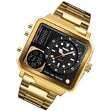 SKMEI 1392 Multifunctionele Outdoor Sports Watch Business Double Display Waterproof Elektronisch Horloge (Gouden)