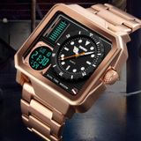 SKMEI 1392 Multifunctionele Outdoor Sports Watch Business Double Display Waterproof Elektronisch Horloge (Gouden)