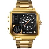 SKMEI 1392 Multifunctionele Outdoor Sports Watch Business Double Display Waterproof Elektronisch Horloge (Gouden)