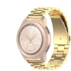 Voor Huawei GT2/GT/Samsung Galaxy Watch 46mm R800/Samsung Gear S3 Universal Three Beads Rvs Roestvrij stalen horloge polsbandje 22mm(Goud)