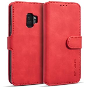Dg. MING retro olie kant horizontale flip case met houder & kaartsleuven & portemonnee voor Galaxy S9 (rood)