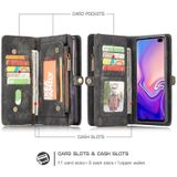 CaseMe afneembaar multifunctioneel horizontaal flip lederen Case voor Galaxy S10 PLUS  met kaartslot & houder & rits portemonnee & Foto Frame(Black)