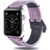 Witte mist Wax textuur top-nerf leder band voor Apple Watch serie & mm/3 & 2 & 1 38mm (paars)