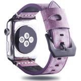 Witte mist Wax textuur top-nerf leder band voor Apple Watch serie & mm/3 & 2 & 1 38mm (paars)