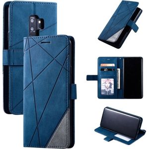 Voor Samsung Galaxy S9 Plus Skin Feel Splicing Horizontal Flip Leather Case met Holder & Card Slots & Wallet & Photo Frame(Blauw)
