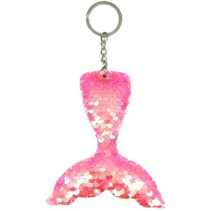 10 stks Reflecterende zeemeermin sleutelhanger Pailletten Mermaid Tail Accessoires Auto Bagage Hanger (AB Pink 48)