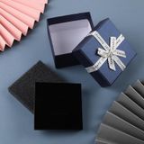 10 STUKS Bowknot Sieraden Gift Box Vierkante Sieraden Papier Verpakking Doos  Specificatie: 6.2x6.2cm (Donkerblauw)