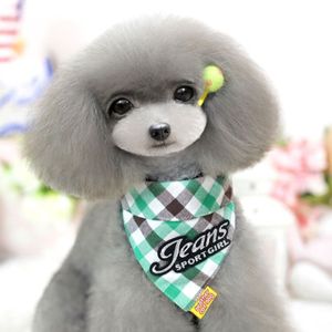 2 PCS Pure Katoen Plaid Dog Sjaal Kleine en middelgrote Hond Speeksel handdoek  Grootte: L40-50cm (Groen)