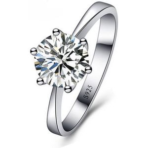 925 Sterling zilver vrouw CZ kristal Wedding Engagement vinger ringen Super Shinning Cubic Zirconia Fine Jewelry  Ring Size::8