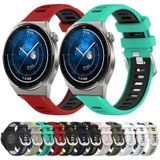 Voor Huawei Watch GT3 Pro 43 mm 20 mm sport tweekleurige stalen gesp siliconen horlogeband (wit + groenblauw)