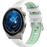 Voor Huawei Watch GT3 Pro 43 mm 20 mm sport tweekleurige stalen gesp siliconen horlogeband (wit + groenblauw)