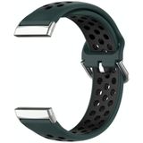 Voor Fitbit Versa 3 tweekleurige geperforeerde ademende siliconen horlogeband (olijfgroen + zwart)