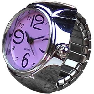 2 PC'S creatieve mode legering zilver shell disc Watch ring (paars)