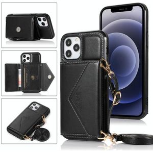 Multifunctionele Cross-body Card Bag TPU+PU Back Cover Case met Holder & Card Slot & Wallet Voor iPhone 12 / 12 Pro(Zwart)