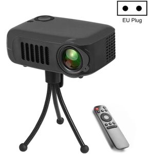A2000 Portable Projector 800 Lumen LCD Home Theater Video Projector  Support 1080P  EU Plug (Black)