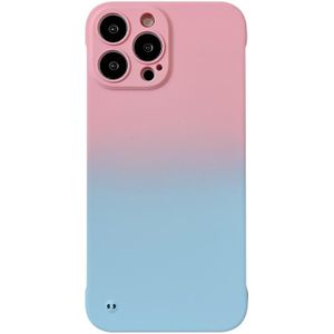 Voor iPhone 14 Pro Max frameloos huidgevoel met gradint telefoonhoesje (roze + lichtblauw)